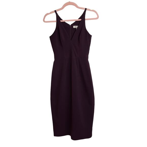 Dress The Population Lyla Purple Burgundy Plunging Sleeveless Bodycon Dress - Picture 2 of 9